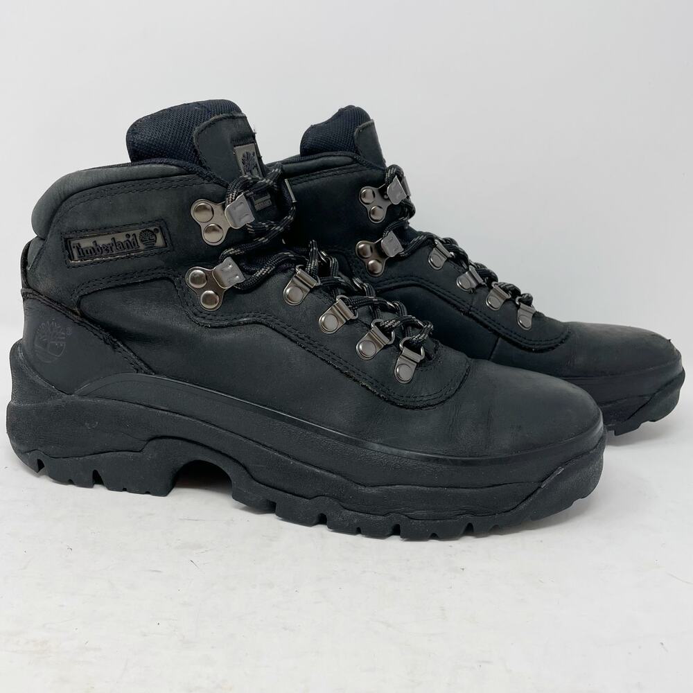 Timberland Black Leather Euro Hiker Hiking Boots Mens Size 8 *NO INSOLES* - Picture 4 of 9